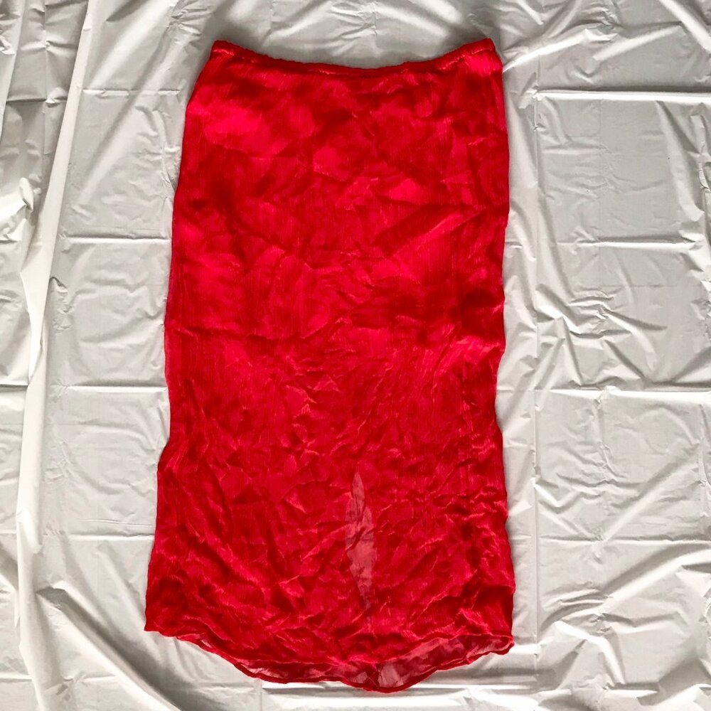 J. Crew Red Sheer Skirt with Slip